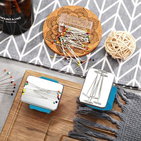 Magnetic Wrist Sewing Pincushion with 100 Pieces Sewing Pins Set Wrist Pin Cushion Magnetic Wrist Pin Holder Wristband Wrist 1.5 Inch Ball Head Straight Pins for Hand Sewing Supplies (Black) in Kuwait
