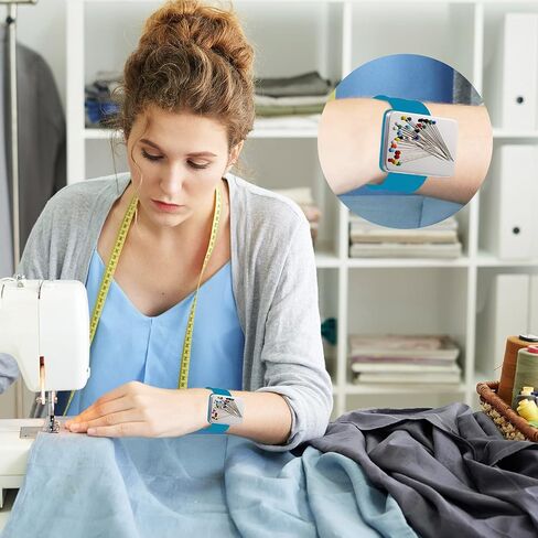 Magnetic Wrist Sewing Pincushion with 100 Pieces Sewing Pins Set Wrist Pin Cushion Magnetic Wrist Pin Holder Wristband Wrist 1.5 Inch Ball Head Straight Pins for Hand Sewing Supplies (Black) in Kuwait