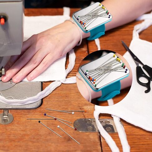 Magnetic Wrist Sewing Pincushion with 100 Pieces Sewing Pins Set Wrist Pin Cushion Magnetic Wrist Pin Holder Wristband Wrist 1.5 Inch Ball Head Straight Pins for Hand Sewing Supplies (Black) in Kuwait