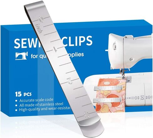 مجموعة مشابك خياطة من 15 قطعة من الستانلس ستيل مقاس 3 انش، مسطرة قياس لمستلزمات خياطة اللحف لمشابك العجائب، ملحقات التثبيت ووضع العلامات in Kuwait