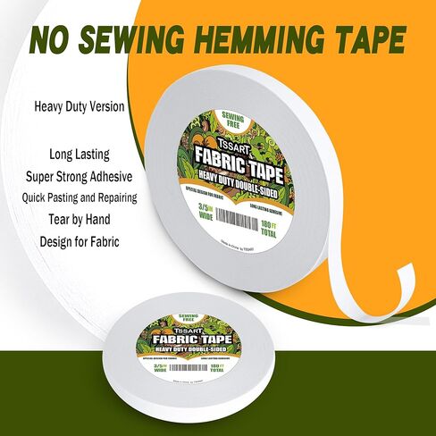 Heavy Duty Fabric Tape - Sticky Double-Sided Tape Strong Adhesive Cloth Leather Tape Press-on Tape, Alterations and Hemming Tape - 180FT Long, 1/2inch (HDFT002-40) in Kuwait