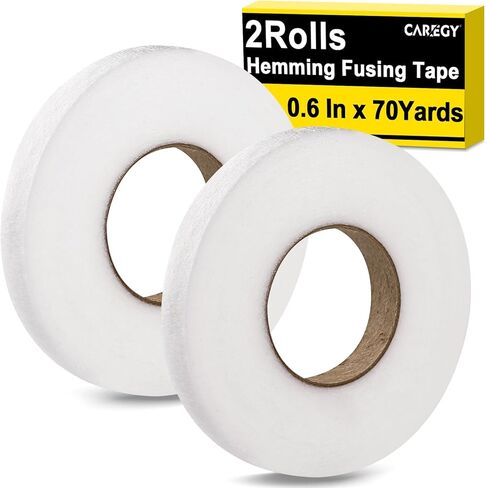 CAREGY 2 Rolls 140 Yards Iron on Hem Tape Fabric Fusing Hemming Tape Adhesive Hem Tape 0.6Inch x 70 Yards Each (White) in Kuwait