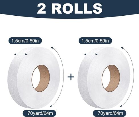 CAREGY 2 Rolls 140 Yards Iron on Hem Tape Fabric Fusing Hemming Tape Adhesive Hem Tape 0.6Inch x 70 Yards Each (White) in Kuwait