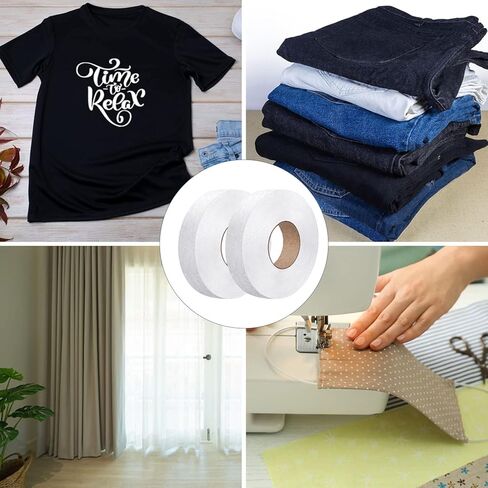 CAREGY 2 Rolls 140 Yards Iron on Hem Tape Fabric Fusing Hemming Tape Adhesive Hem Tape 0.6Inch x 70 Yards Each (White) in Kuwait