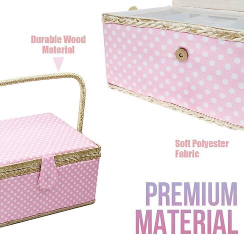D&D Sewing Basket with Sewing Kit, Sewing Box Organizer with Accessories, Sewing Supplies Storage with Sewing Tools Set (Pink, Medium) in Kuwait