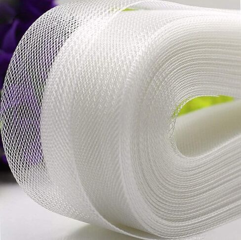 جديلة شعر حصان قاسية بطول 3 بوصة و25 ياردة من البوليستر لخياطة فستان الزفاف وتنورة الرقص وتشكيل ملحقات التشذيب (3 بوصة، أبيض) in Kuwait