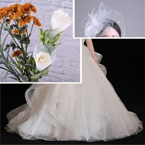 جديلة شعر حصان قاسية بطول 3 بوصة و25 ياردة من البوليستر لخياطة فستان الزفاف وتنورة الرقص وتشكيل ملحقات التشذيب (3 بوصة، أبيض) in Kuwait