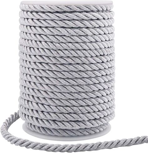 Tenn Well 5mm Twisted Cord Trim, 59 Feet Gold Decorative Rope for Curtain Tieback, Upholstery, Honor Cord, Home Decor in Kuwait