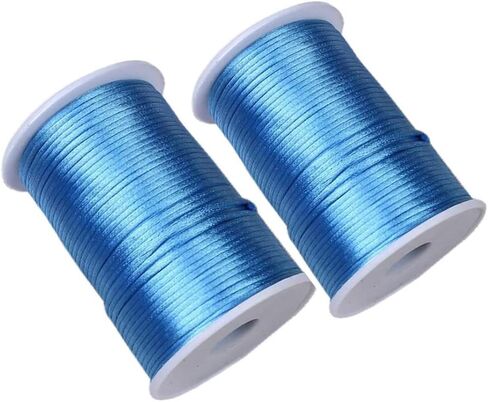 2.5mm x 218 Yards(2 Pack) Coffee Satin Nylon Trim Cord Rattail Trim Thread Cord Rattail Sain Cord for Necklace Bracelet Cord and Shoeslaces(Coffee) in Kuwait