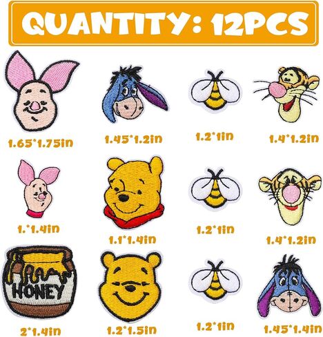 12 قطعة من الحديد على الرقع، رقعات خياطة مطرزة على شكل دب طفل لطيف يمكنك صنعها بنفسك لتزيين ملابس الأطفال والمراهقين والقمصان والجينز in Kuwait