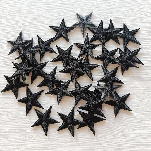 5pcs Black Star Iron on Patches, Star Patches Embroidered Applique for Clothing, Jackets, Hats,Backpacks, Jeans (3.2 inches) in Kuwait