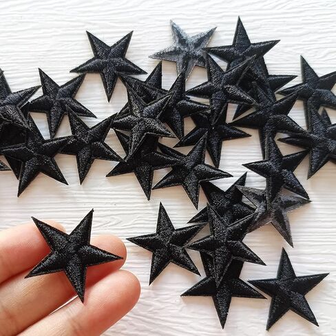 5pcs Black Star Iron on Patches, Star Patches Embroidered Applique for Clothing, Jackets, Hats,Backpacks, Jeans (3.2 inches) in Kuwait