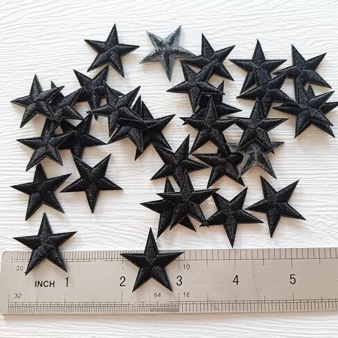 5pcs Black Star Iron on Patches, Star Patches Embroidered Applique for Clothing, Jackets, Hats,Backpacks, Jeans (3.2 inches) in Kuwait