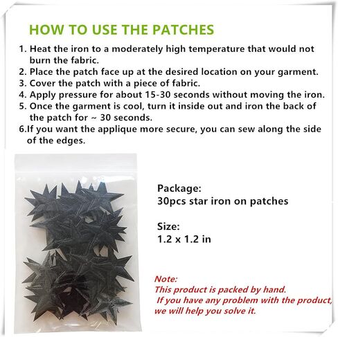 5pcs Black Star Iron on Patches, Star Patches Embroidered Applique for Clothing, Jackets, Hats,Backpacks, Jeans (3.2 inches) in Kuwait