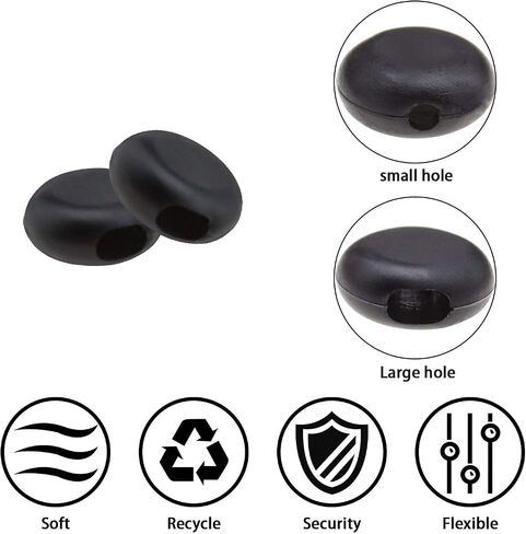 500Pcs Black Flat Shaped Cord Locks Silicone Adjustable Drawstrings Toggles Elastic Rope Adjuster Non-Slip Stoppers for Adults Kids in Saudi Arabia