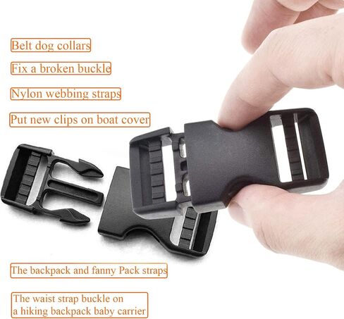 Buckle 1" Wide Inside, Quick Side Release Buckle for 1 inch/25mm Webbing Straps, Heavy Duty Plastic Buckles Dual Adjustable No Sewing Clips for Boat Cover Luggage Strap Pet Collar Backpack Replacement in Kuwait