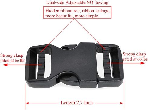 Buckle 1" Wide Inside, Quick Side Release Buckle for 1 inch/25mm Webbing Straps, Heavy Duty Plastic Buckles Dual Adjustable No Sewing Clips for Boat Cover Luggage Strap Pet Collar Backpack Replacement in Kuwait