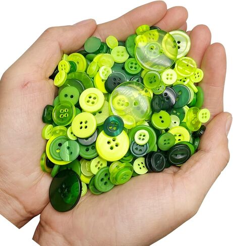 Resin Buttons Assorted Sizes Craft Buttons About 660 Pcs for Sewing DIY Crafts, Children's Manual Button Painting, Green in Saudi Arabia