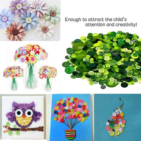 Resin Buttons Assorted Sizes Craft Buttons About 660 Pcs for Sewing DIY Crafts, Children's Manual Button Painting, Green in Saudi Arabia