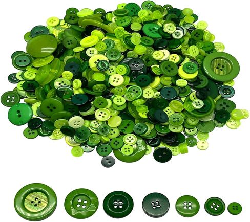 Resin Buttons Assorted Sizes Craft Buttons About 660 Pcs for Sewing DIY Crafts, Children's Manual Button Painting, Green in Saudi Arabia