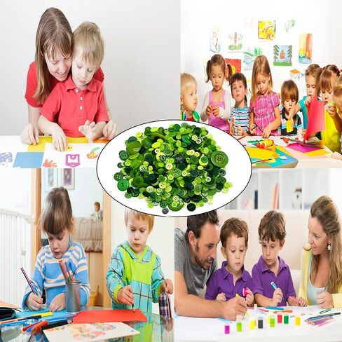 Resin Buttons Assorted Sizes Craft Buttons About 660 Pcs for Sewing DIY Crafts, Children's Manual Button Painting, Green in Saudi Arabia