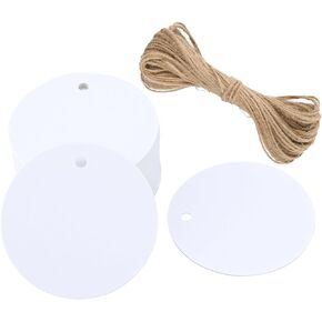 jijAcraft Black Round Gift Tags with String, 2" x 100PCS Circle Paper Tags, Paintable Blank Hang Tags for Gift Wrapping, Craft Projects, Halloween, Christmas Gift, DIY Wedding favor Bags