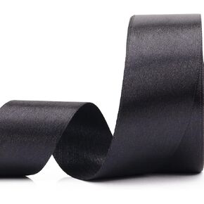 25 Yard Ribbon for Gift Wrapping Crafts Wedding Decoration Bouquets Party Arrangement (1 1/2 inch X 25 Yards, Black)