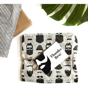 25pc Thanks Bro Mens Beard Mustache Bachelor Bridal Birthday Party Thank You Card Tissue Paper Gift Wrap Packaging Set in Kuwait