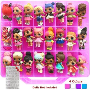 HOME4 Blue Double Sided Storage Container, No BPA, Organizer Case, 48 Compartments, Compatible with Dolls LOL lils, Pets, Surprise Tiny Toys, Shopkins, Accessories, Beads, Crafts