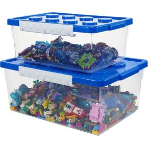 Bins & Things Stackable Pencil Boxes with Latching Lids, Set of 4 - Large Capacity Transparent School Supply Organizer - Crayon Organizers and Storage - Durable Transparent Design - 2" Hx8 Lx4 W