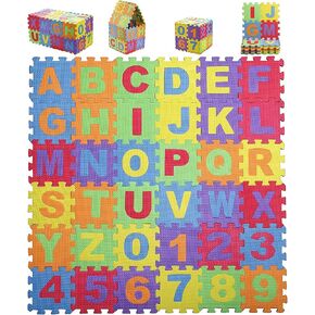 Baby Foam Play Mat (36-Piece Set), 6.1x6.1 Inch Interlocking Alphabet and Numbers Floor Puzzle Colorful EVA Foam Puzzle Playmat Tiles for Kids Girls Boys Crawling in Saudi Arabia