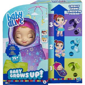 Baby Alive Baby Grows Up (Dreamy) - Shining Skylar or Star Dreamer, Growing and Talking Baby Doll, Toy with 1 Surprise Doll and 8 Accessories, Blue in Saudi Arabia