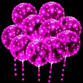 LED Bobo balloons 10 PACKS, Light Up Balloons 20 Inches Helium Style Glow Clear Balloons for Christmas Wedding Birthday Valentines Day Halloween Party Supplies Decorations (Colorful)