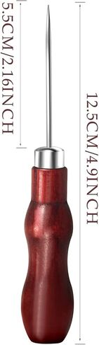 Awl Tool Wooden Handle Scratch Awl Gourd Shape Sewing Awl with Box Leather Craft Repair Tools Awl Tool for Scratch Wood,Leather,Sewing,Punch (4 PCS) in Kuwait