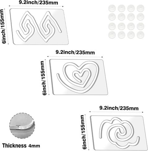 Kapyoo 3Pcs Free Motion Quilting Rulers and Templates Set Quilting Templates for Machine Quilting Supplies Stencils with Non-Slip Grips (Series C) in Kuwait
