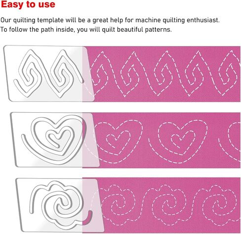 Kapyoo 3Pcs Free Motion Quilting Rulers and Templates Set Quilting Templates for Machine Quilting Supplies Stencils with Non-Slip Grips (Series C) in Kuwait