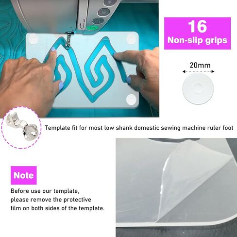 Kapyoo 3Pcs Free Motion Quilting Rulers and Templates Set Quilting Templates for Machine Quilting Supplies Stencils with Non-Slip Grips (Series C) in Kuwait