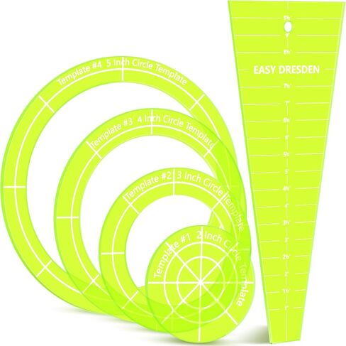 Kigley 5 Pcs Acrylic Quilting Template Ruler Dresden Plate Template for Quilting 10 Inch Quilt Rulers for Quilting Quilt Ruler Set for Cutting Pattern Sewing Blanket Making Clothing Craft Quilting DIY in Saudi Arabia