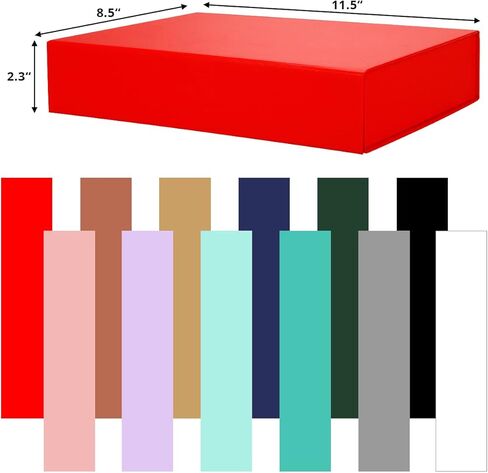 صندوق هدايا مع أغطية، 11.5 × 8.5 × 2.3 في علب هدايا قابلة للطي بإغلاق مغناطيسي لتغليف الهدايا من القمصان والقفازات والأوشحة وعيد باتريك والحلوى وملابس الأطفال والمجوهرات والكتب، وتأتي مع شريط (أخضر الغابة) in Saudi Arabia