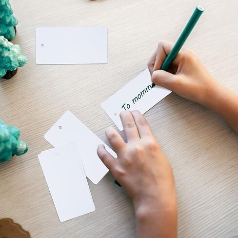 G2PLUS 100PCS Blank Gift Tags,3.5" x 1.7" White Kraft Paper Gift Tag with String, Rectangle Hanging Tags for Arts and Crafts Wedding Holiday, Teachers Day,Christmas,Thanksgiving,Party Favors in Saudi Arabia