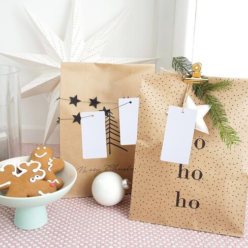 G2PLUS 100PCS Blank Gift Tags,3.5" x 1.7" White Kraft Paper Gift Tag with String, Rectangle Hanging Tags for Arts and Crafts Wedding Holiday, Teachers Day,Christmas,Thanksgiving,Party Favors in Saudi Arabia