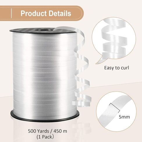 White Curling Ribbon 500 Yard Balloon String Gift Wrapping 3/16 in Kuwait