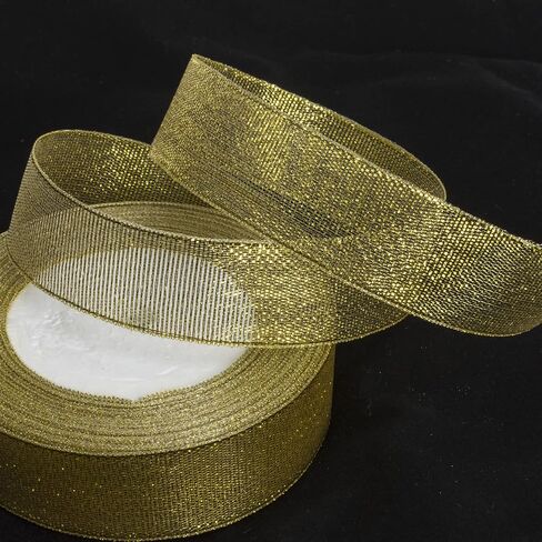 YASEO 1 1/2 Inch Silver Glitter Ribbon for Gifts Wrapping, 25 Yards in Kuwait