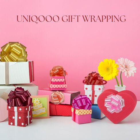 UNIQOOO 48 قطعة 12 لونًا من أقواس سحب هدايا عيد الفصح، كبيرة 6 بوصات متنوعة من أقواس سحب الهدايا، لسلة الهدايا، وديكور تغليف صندوق هدايا عيد الحب، وعيد الميلاد، والذكرى السنوية، والزفاف، وتغليف زهور in Kuwait