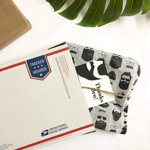 10pc Thanks Bro Mens Beard Mustache Bachelor Bridal Birthday Party Thank You Card Tissue Paper Gift Wrap Packaging Set in Kuwait