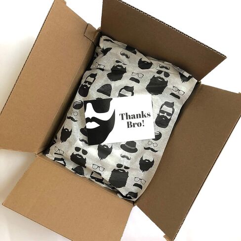 10pc Thanks Bro Mens Beard Mustache Bachelor Bridal Birthday Party Thank You Card Tissue Paper Gift Wrap Packaging Set in Kuwait