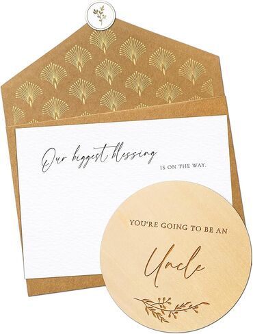 Joli Coon Pregnancy announcement wooden card - You're going to be grandparents with pocketfold envelope and seal sticker - Baby announcement grandparents in Kuwait