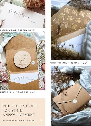 Joli Coon Pregnancy announcement wooden card - You're going to be grandparents with pocketfold envelope and seal sticker - Baby announcement grandparents in Kuwait