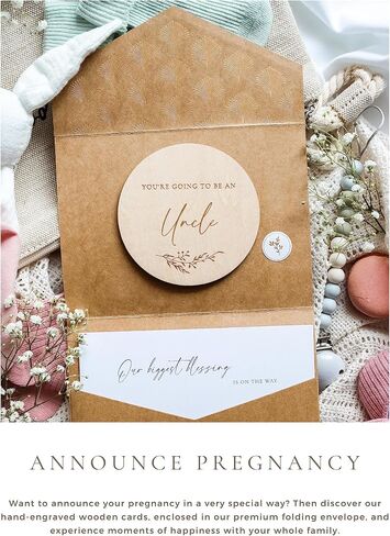 Joli Coon Pregnancy announcement wooden card - You're going to be grandparents with pocketfold envelope and seal sticker - Baby announcement grandparents in Kuwait