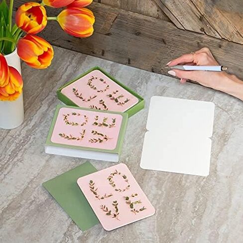 Artisan Blank Note Cards by Studio Oh! - Desert Blossoms - Pack of 8 - 4.25" × 5.5" Printed Textured Art Paper Embellished with Foil Stamping Cards and Envelopes in Kuwait